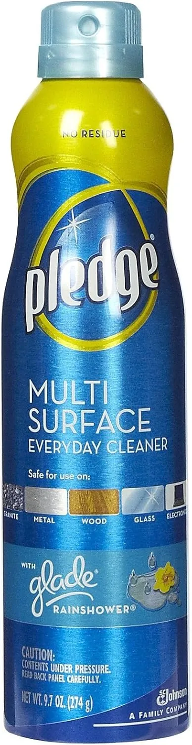 Pledge Multisurface Cleaner Spray, Rainshower Scent - Electronic, Stainless Steel & Glass Cleaner (1 Aerosol Spray), 9.7 oz