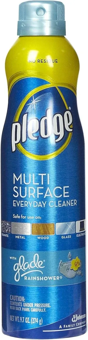 Pledge Multisurface Cleaner Spray, Rainshower Scent - Electronic, Stainless Steel & Glass Cleaner (1 Aerosol Spray), 9.7 oz