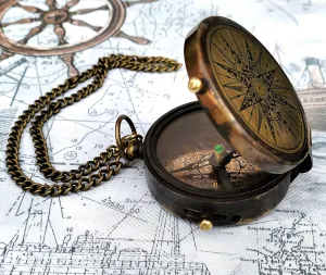 Pocket Chain Brass Compass Antique Finish 2 inches Navigational Royal Device Gift Item Copper dial