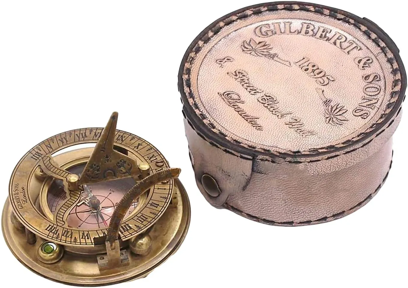 Pocket Compass for Camping, Trekking Antique Nautical Vintage Directional Magnetic Famous Quote Do not go Where The Path Compass with case by DOLLOND LONDON1920