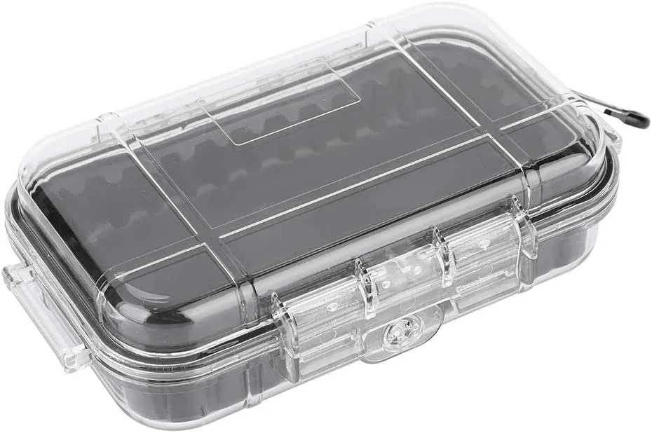 POCREATION Weatherproof Hard Case,Dry Box for Kayak Outdoor Survival Shockproof Storage Case Airtight Carry Box Container, with Detachable Rubber Pad(Transparent)