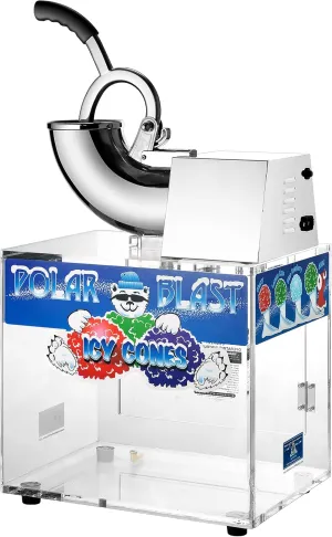 Polar Blast Snow Cone Machine - Acrylic Crushed Ice Maker Grinds Up to 500lbs of Ice Per Hour for Parties, Events, and More by Great Northern Popcorn