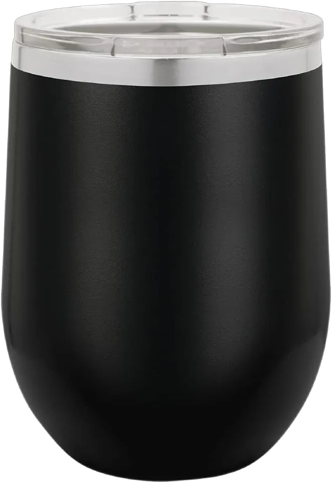 Polar Camel 12 oz. Vacuum Insulated Stemless Wine Glass with Lid (Black)