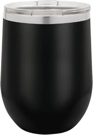 Polar Camel 12 oz. Vacuum Insulated Stemless Wine Glass with Lid (Black)
