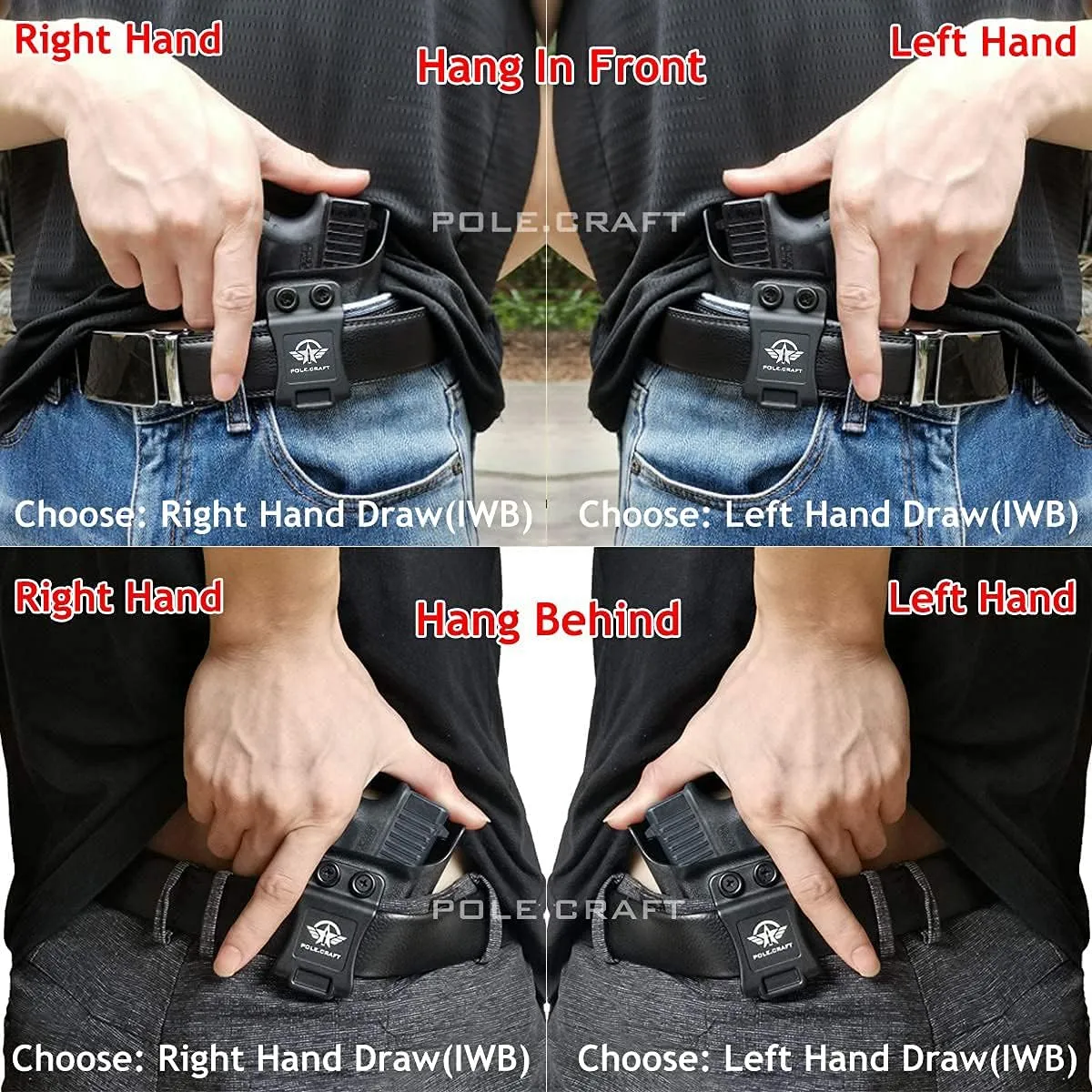 POLE.CRAFT IWB Kydex Holster Fit: Smith & Wesson M&P Shield M2.0 9mm/.40 S&W 3.1" Barrel with Integrated Crimson Trace Laser - Adj. Cant Retention - Cover Mag-Button - No Wear - No Jitter