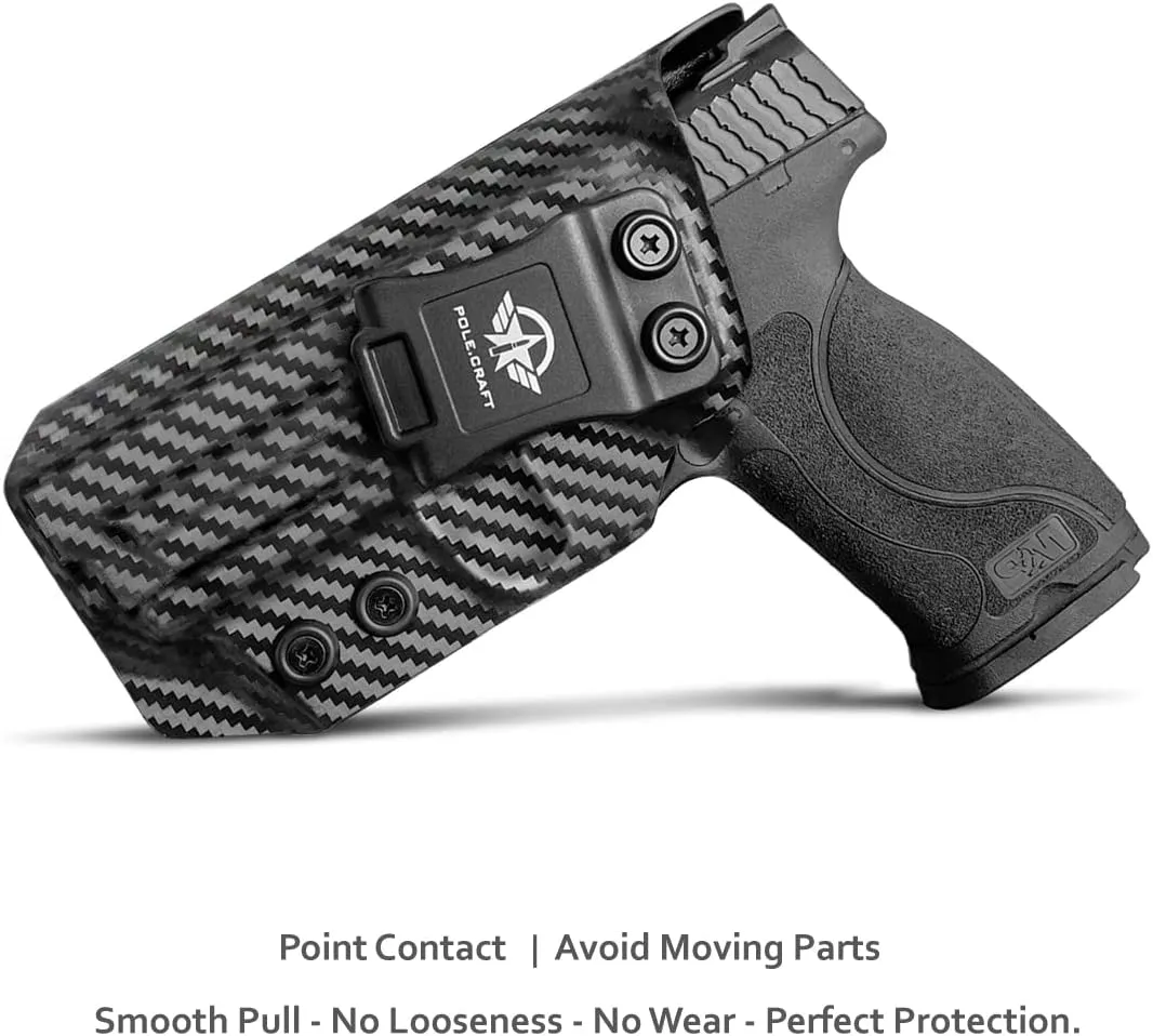 POLE.CRAFT M&P 2.0 Holster IWB Kydex Holster Fit: Smith & Wesson M&P 9mm M2.0 4"/4.25" Pistol with Thumb Safety - Inside Waistband Concealed - Cover Mag-Button - Widened Entrance - No Wear, No Jitter