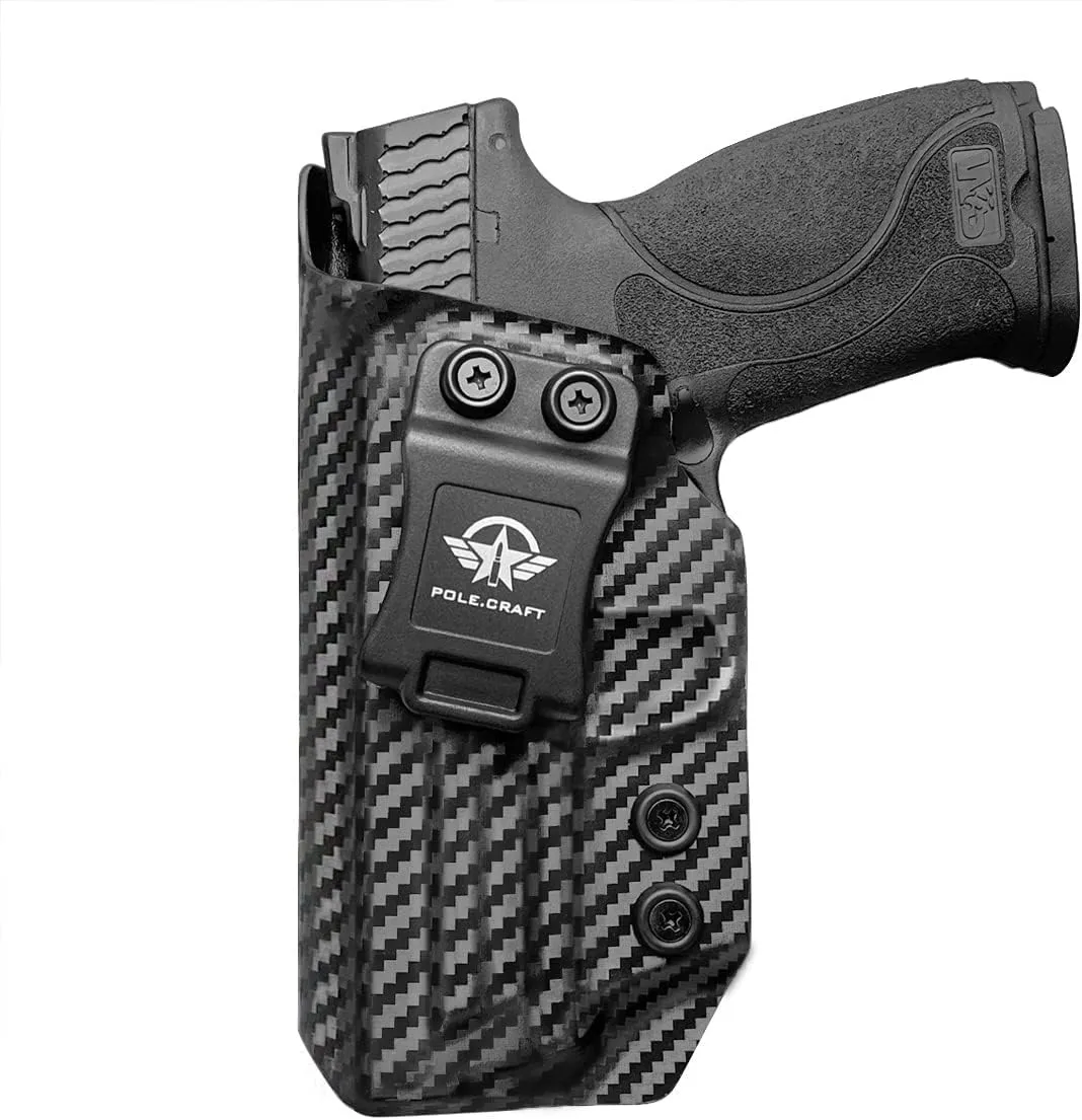 POLE.CRAFT M&P 2.0 Holster IWB Kydex Holster Fit: Smith & Wesson M&P 9mm M2.0 4"/4.25" Pistol with Thumb Safety - Inside Waistband Concealed - Cover Mag-Button - Widened Entrance - No Wear, No Jitter