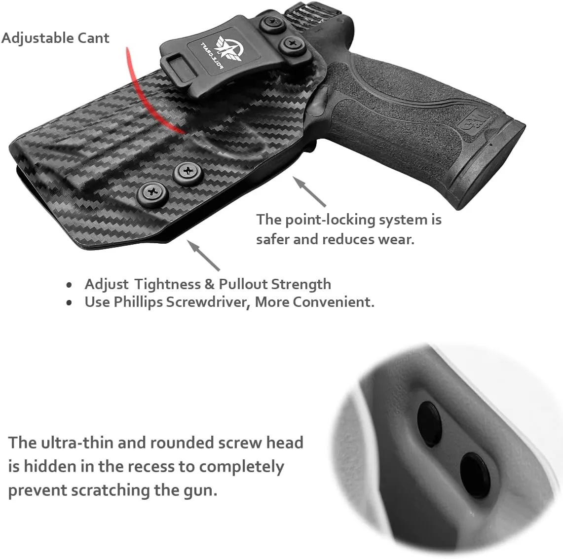 POLE.CRAFT M&P 2.0 Holster IWB Kydex Holster Fit: Smith & Wesson M&P 9mm M2.0 4"/4.25" Pistol with Thumb Safety - Inside Waistband Concealed - Cover Mag-Button - Widened Entrance - No Wear, No Jitter