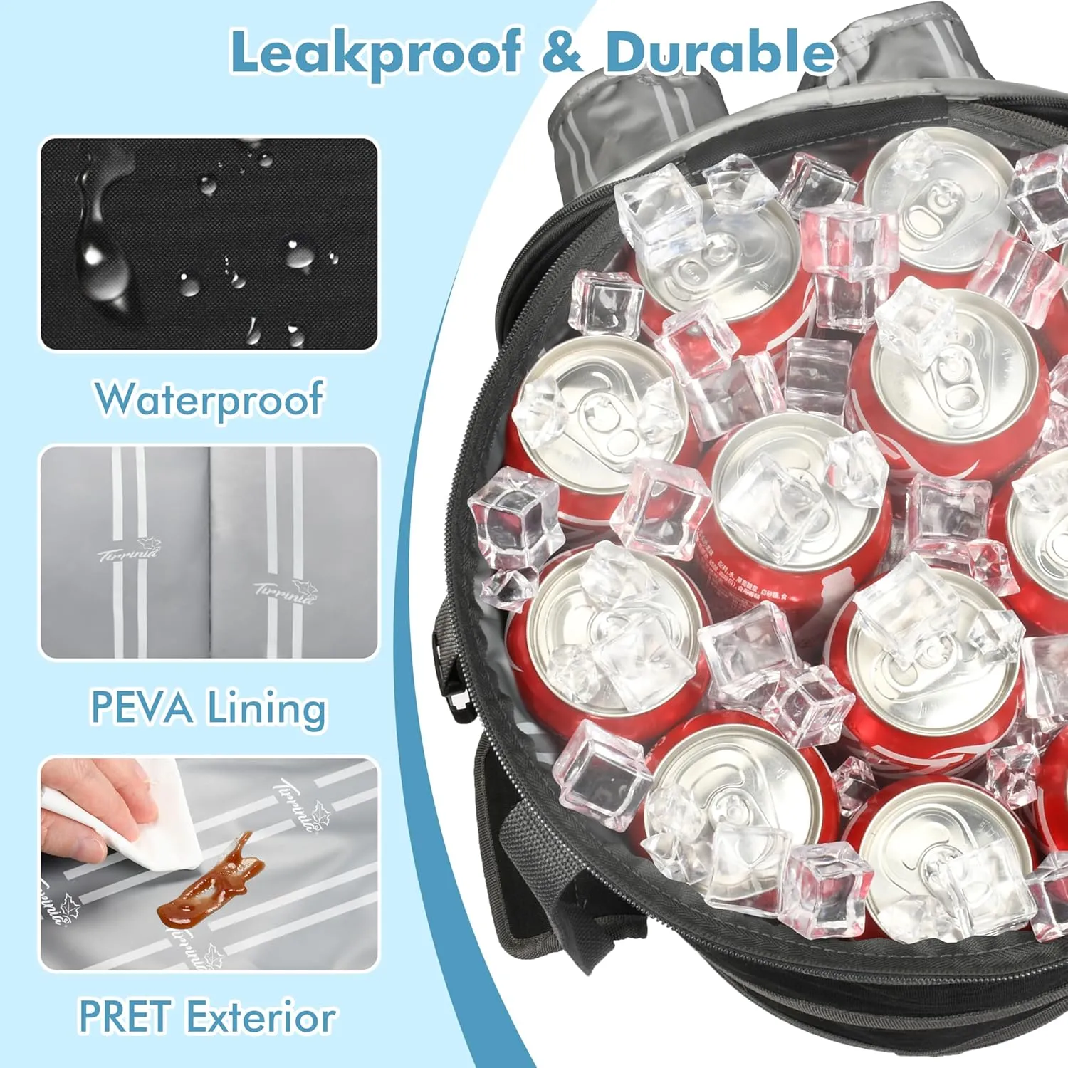 Pop-Up Collapsible Cooler Bag & Ice Chest - Insulated, Lightweight with Waterproof Interior & Built-in Cup Holder | Leak-Proof Portable Cooler for Camping, Beach, Picnics, Travel