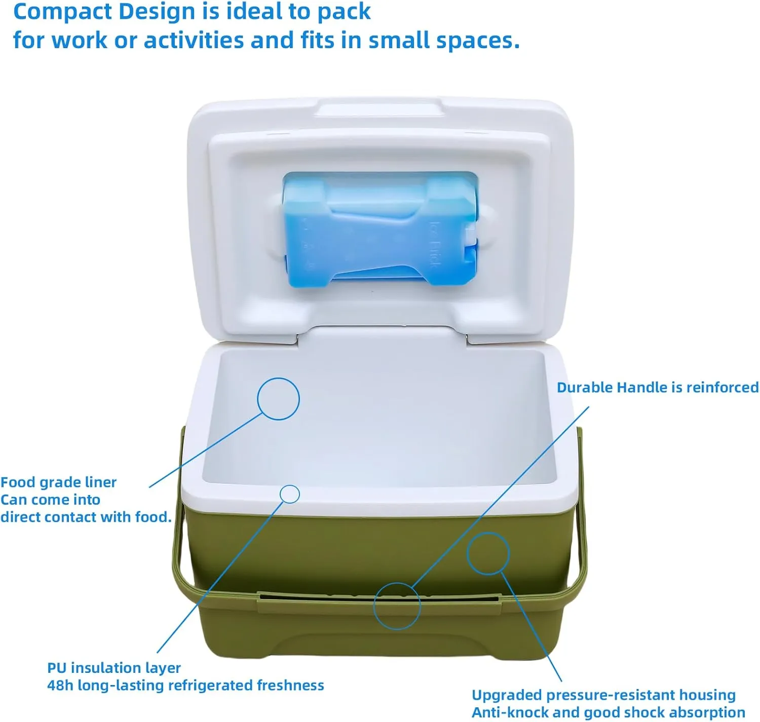 Portable 8L Insulated Thermal Cooler Box Outdoor Camping Picnic Ice Block Insulation Box