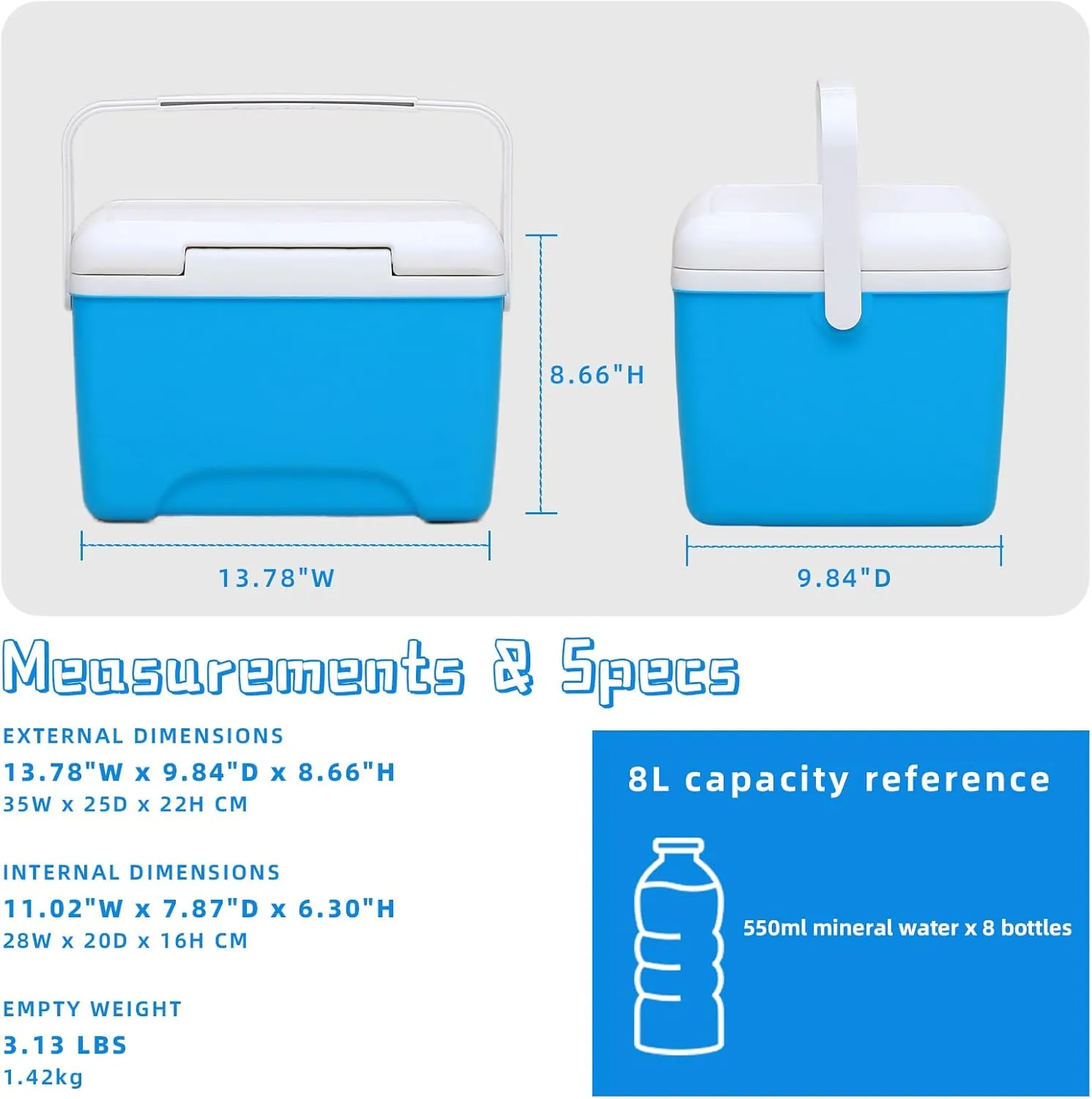 Portable 8L Insulated Thermal Cooler Box Outdoor Camping Picnic Ice Block Insulation Box