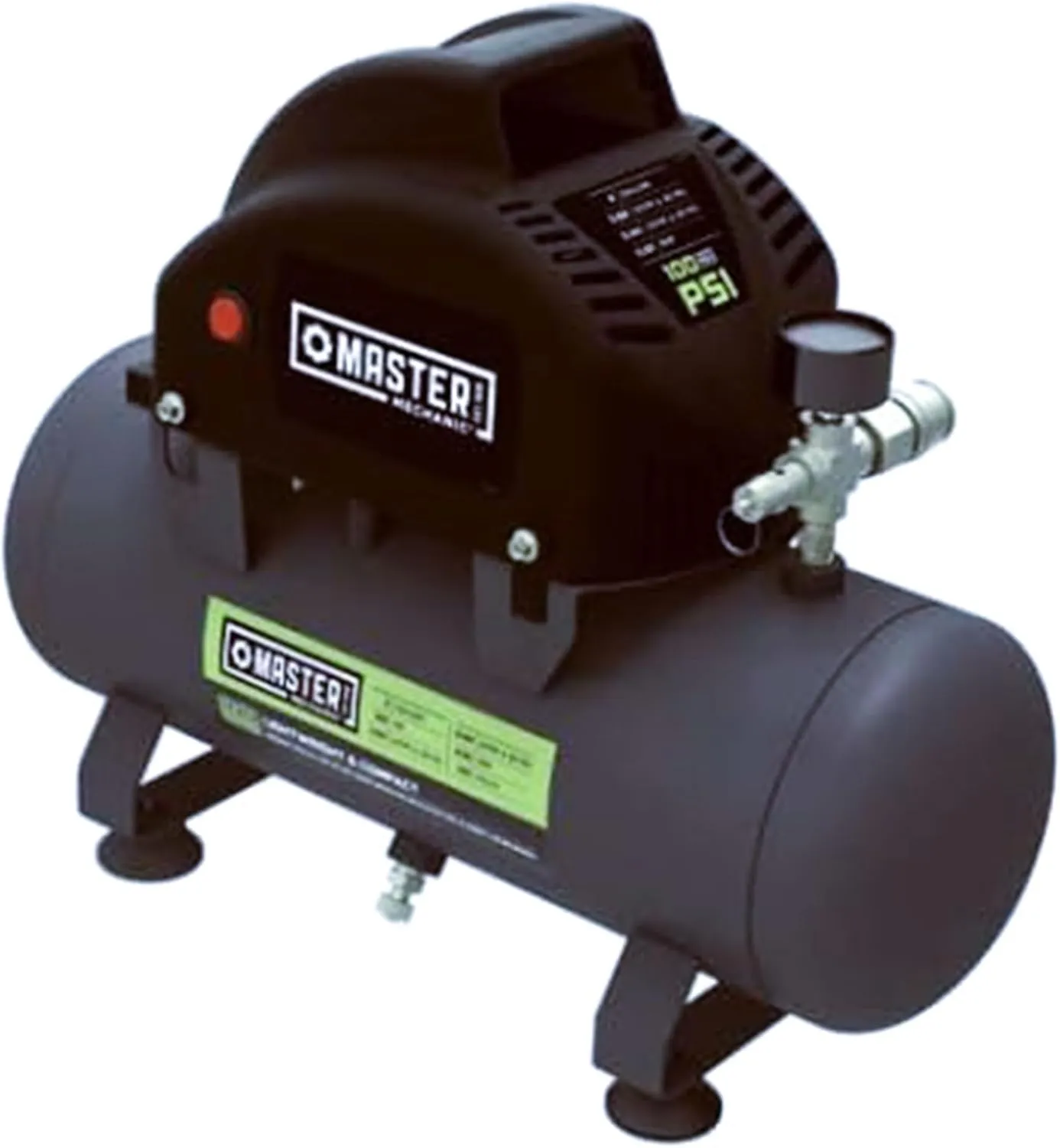 Portable Air Compressor, 2 Gallon, 120 Volts, Hotdog Style Tank and Built In Handle Design for Tools and Home Improvement, Black