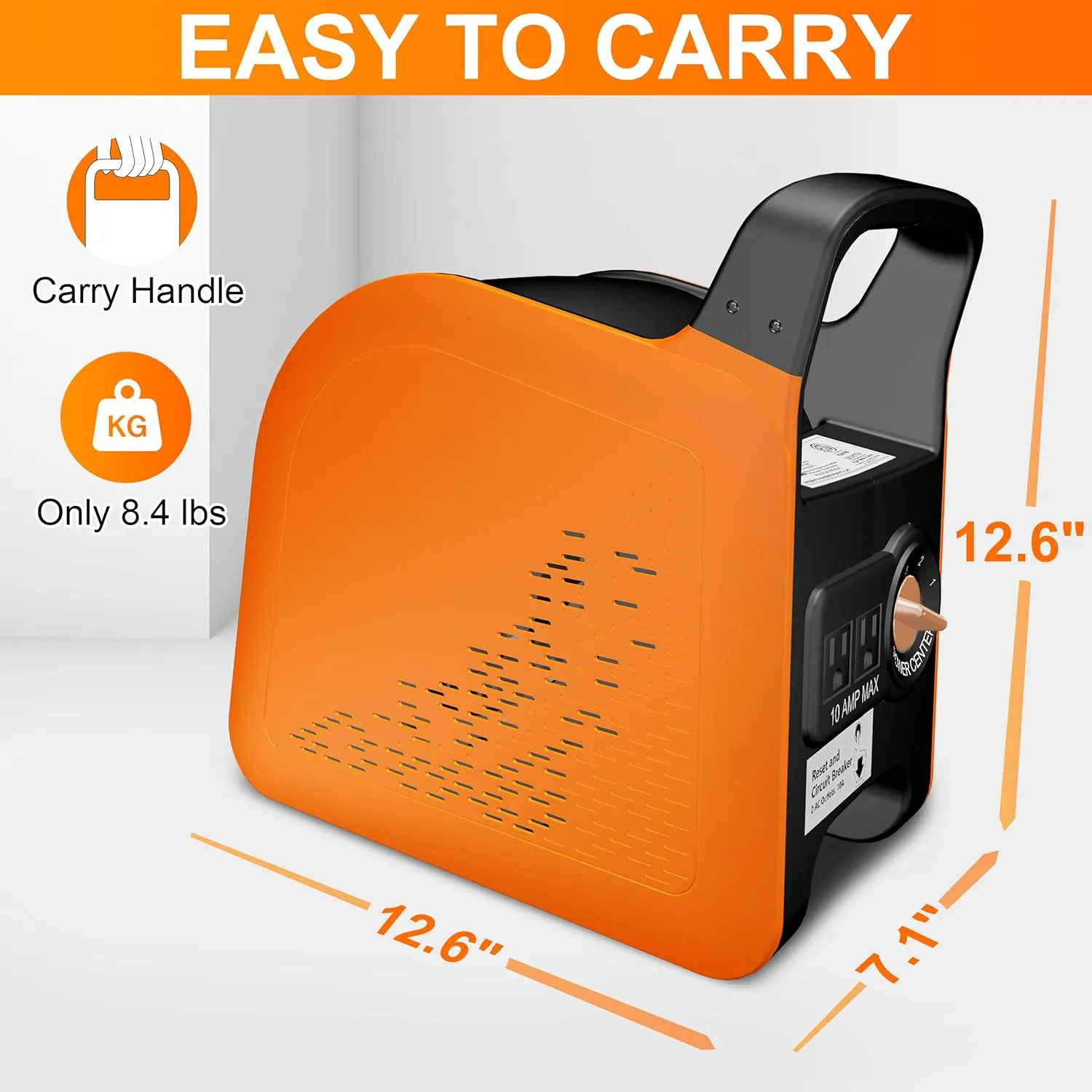 Portable Blower Fan for Home: High Velocity Floor Fans for Cooling and Drying - Air Mover with 185° Rotating for Bedroom, Garage, Shop and Gym, 3 Speeds Utility Fan with 2 AC Outlets, Orange