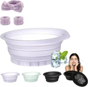 Portable Foldable Silicone Ice Facial Bowl,2025 New Face Bowl for Ice,Facial Cold Plunge Bowl Kit,Foldable Ice Face Bowl for Cold Plunge Therapy & Facial Skincare,Facial Cold Plunge Bowl(Purple)
