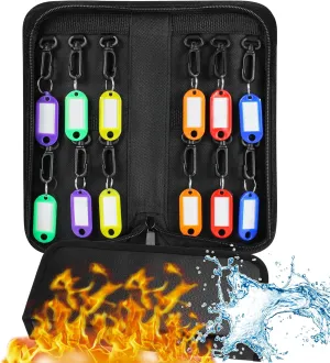 Portable Zippered Key Organizer,Fireproof and Waterproof Key case with 12 Key Tags Key Storage, Landlord Zipper Key Binder.Key Box Organizer for Real Estate Sales, Hotels, Car Service