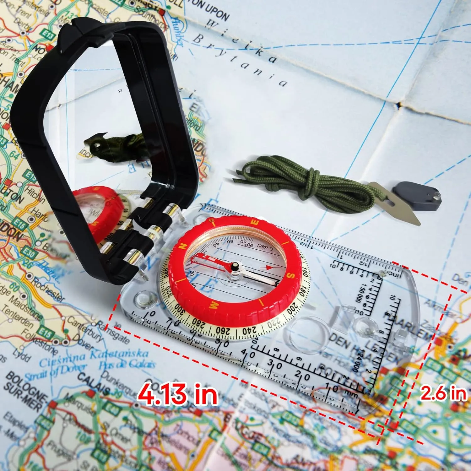 Posinly Advanced Orienteering Compass - Survival Whistle, Map Reading Field Compass for Camping, Hiking & Navigation, Great for Kids