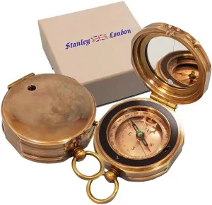 Premium Large Antique Brass Compass Gift for Men, Him, Son | Engraved Compass Personalized | Optional Laser Engraved Wood Box