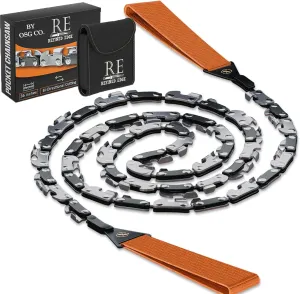 Premium Pocket Chain Saw 36 Inch 48 Teeth with Pouch | Camping, Survival Tree Cutting Equipment and Backpacking Gear (Orange)