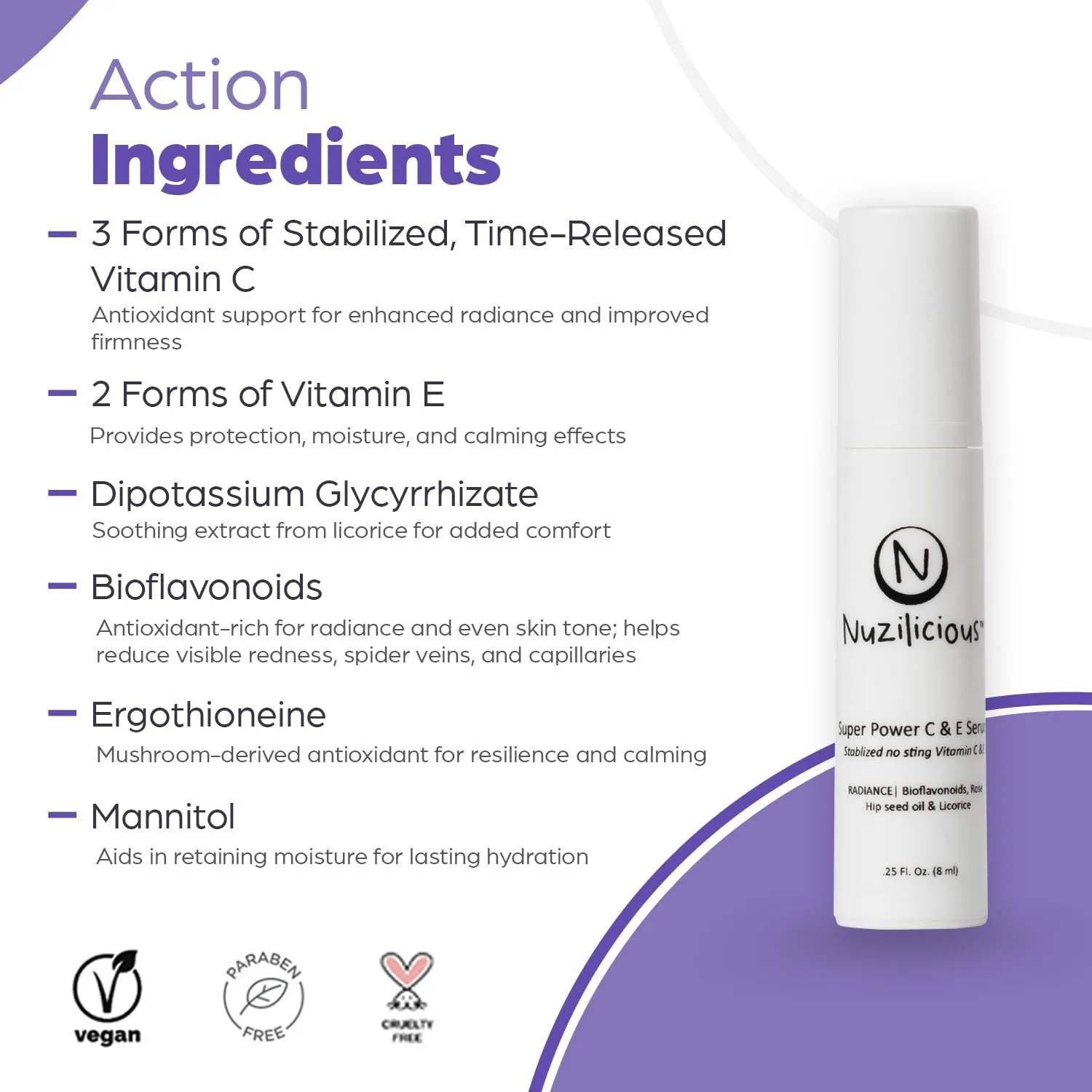 Professional Grade Super C & E Serum – Vitamin C & E for Radiant, Youthful Skin, Stabilized Formula, Vegan & Cruelty-Free Glow-Up Serum, (0.25)