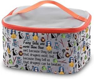 PXTIDY Fantasy Film Cosmetic Bag Dragon Can Be Beaten Door Secret Thriller Cartoon Makeup Organizer Bag Horror Movie Fans Gifts