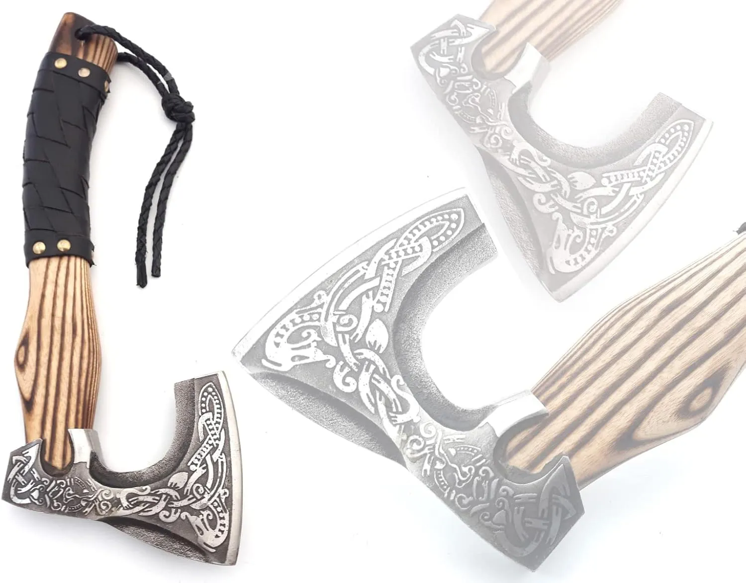 QEPAA CRAFTS® 13” Inch Hand-Forged Viking Axe-Rosewood Handle Hatchets and Axes, Wood Splitting Axe, Camping Axe,Viking Gift for Men (Medieval)