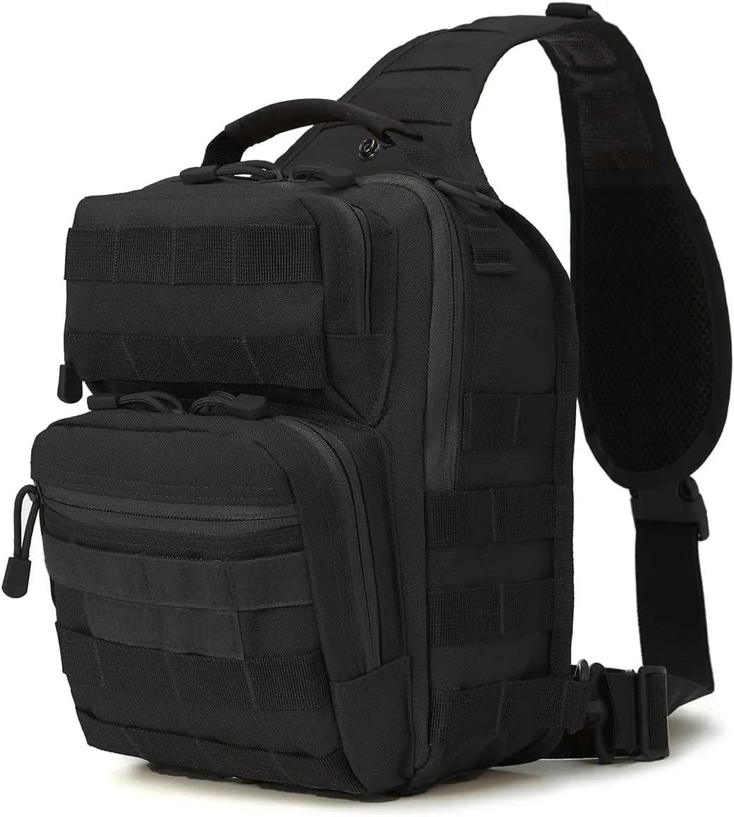 QT&QY Tactical Sling Bag for Men Small Military Rover Shoulder Backpack EDC Chest Pack Molle Assault Range Bag