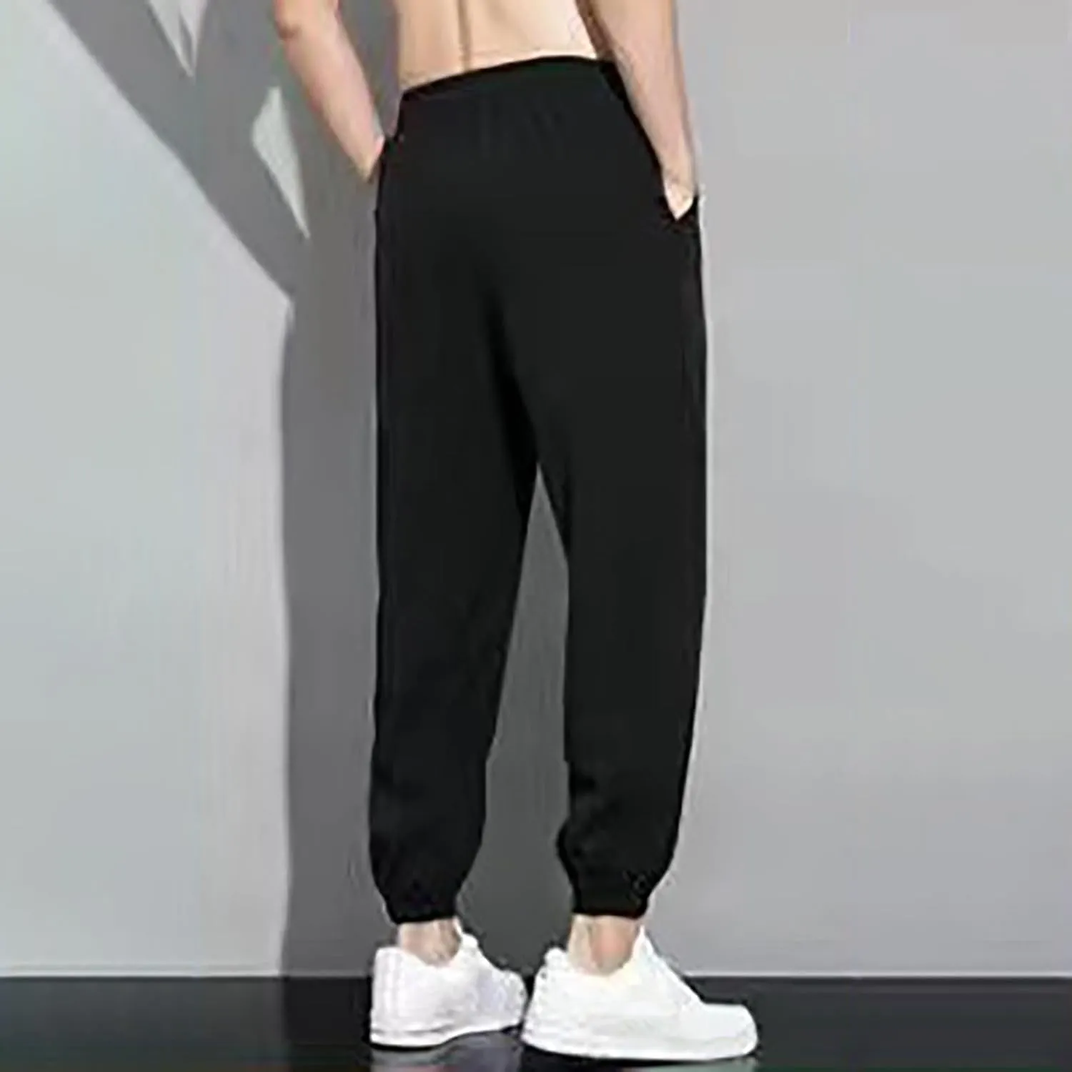 Quick Dry Sweatpants Men Big and Tall Ice Silk Hiking Pants Lightweight Breathable Stretch Drawstring Trousers