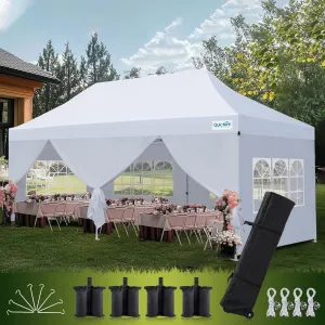 Quictent 10x20 Heavy Duty Pop Up Canopy Tent with Sidewalls, Hexagonal Legs- Commercial Instant Shelter with 3-Year Frame Warranty, 800D Waterproof Oxford Fabric for Weddings, Events, Outdoor Markets
