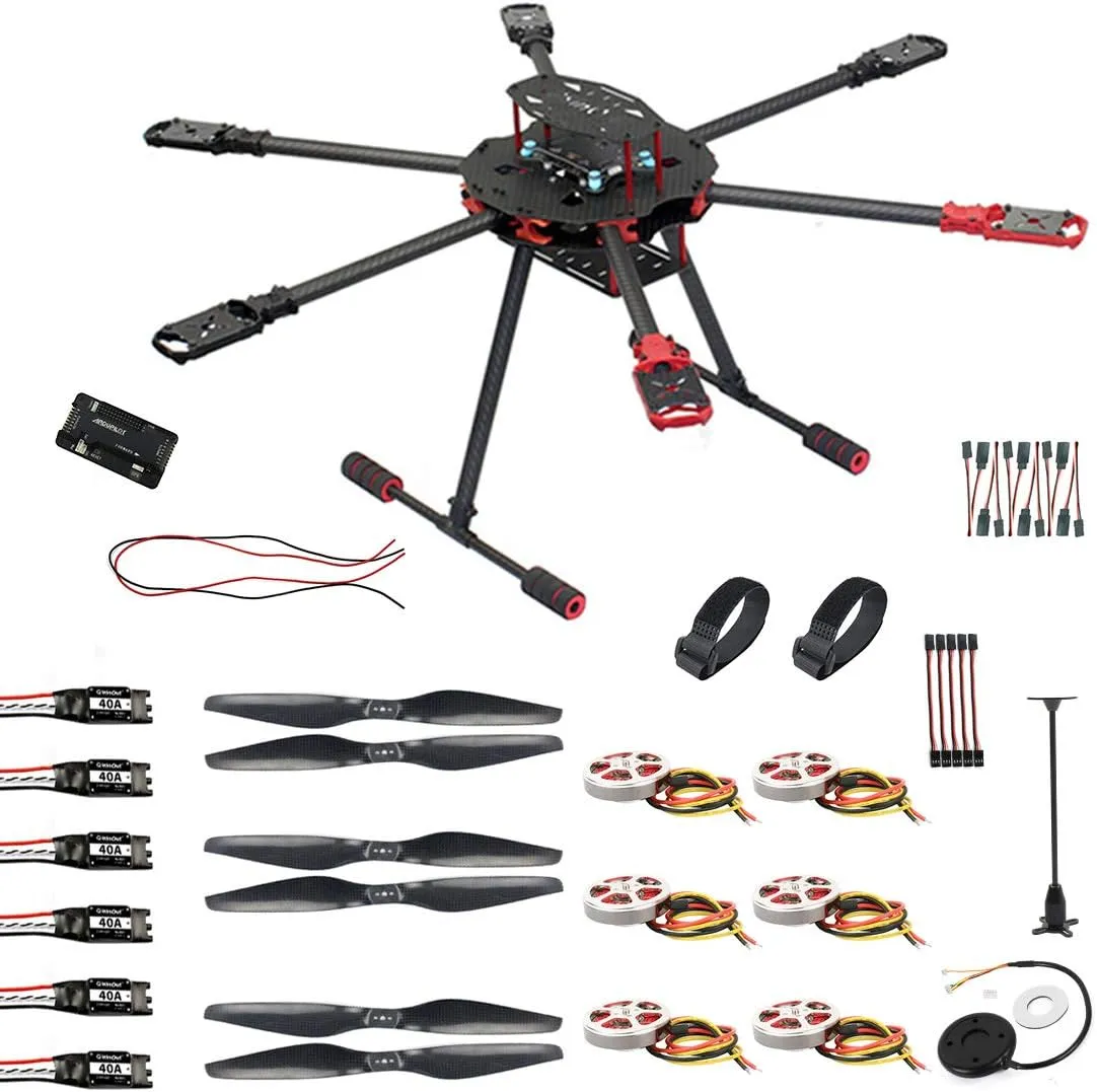 QWinOut Q705 DIY Drone Kit Helicopter T18 PRO /AT9S/FS-i6/AT10 Remote Control APM/PIX Flight Control 40A ESC Aircraft RTF (KIT 11)