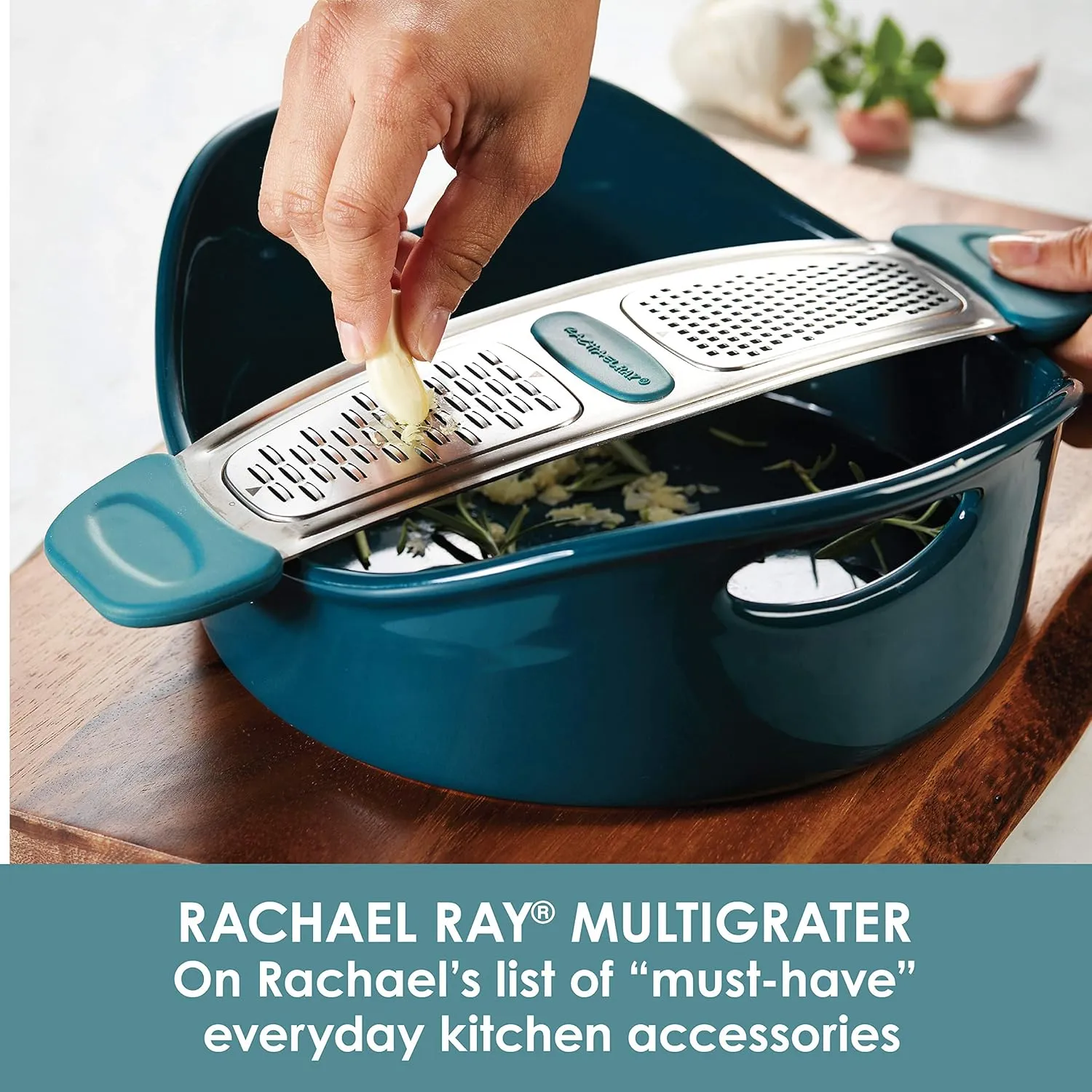 Rachael Ray Multi Stainless Steel Grater, Small, Agave Blue