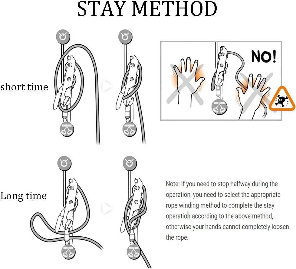 Rappelling Device Descender Rope Rescue Equipment Hand Controls Designed Stop Descender Belay Device Fall Protection, Aluminum-Magnesium Alloy, for 9-11mm RopeRed-1pcs