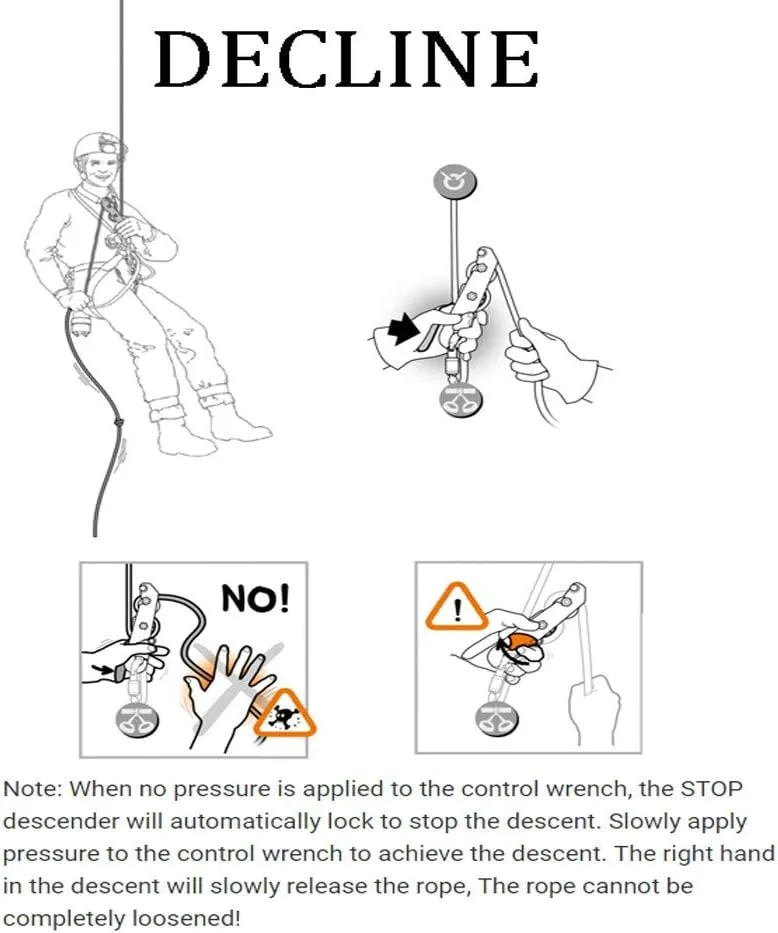 Rappelling Device Descender Rope Rescue Equipment Hand Controls Designed Stop Descender Belay Device Fall Protection, Aluminum-Magnesium Alloy, for 9-11mm RopeRed-1pcs
