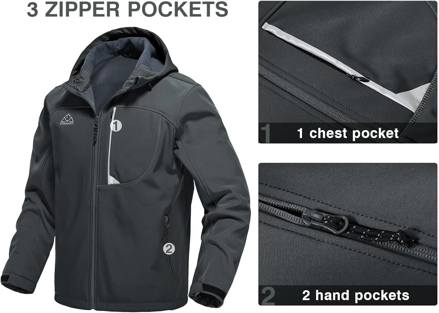 Rdruko Men's Soft Shell Jacket Fleece Lined Waterproof Lightweight Hiking Hooded Winter Jacket