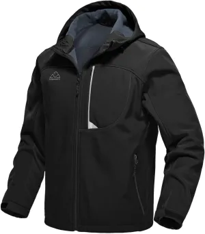 Rdruko Men's Soft Shell Jacket Fleece Lined Waterproof Lightweight Hiking Hooded Winter Jacket