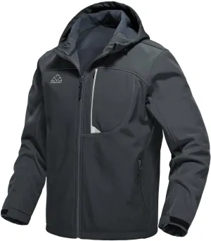 Rdruko Men's Soft Shell Jacket Fleece Lined Waterproof Lightweight Hiking Hooded Winter Jacket