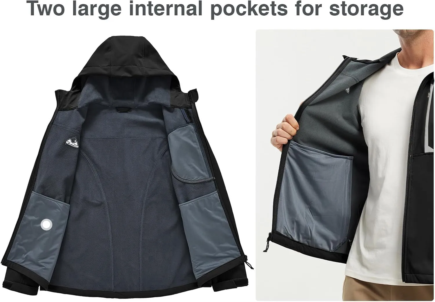 Rdruko Men's Soft Shell Jacket Fleece Lined Waterproof Lightweight Hiking Hooded Winter Jacket