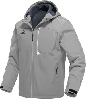 Rdruko Men's Soft Shell Jacket Fleece Lined Waterproof Lightweight Hiking Hooded Winter Jacket