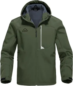 Rdruko Men's Soft Shell Jacket Fleece Lined Waterproof Lightweight Hiking Hooded Winter Jacket
