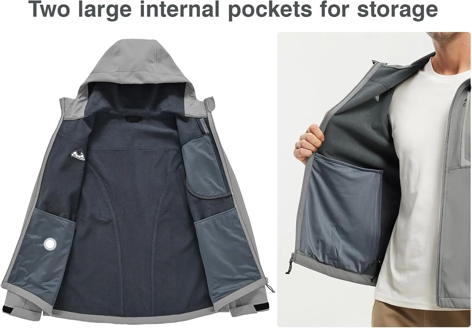 Rdruko Men's Soft Shell Jacket Fleece Lined Waterproof Lightweight Hiking Hooded Winter Jacket