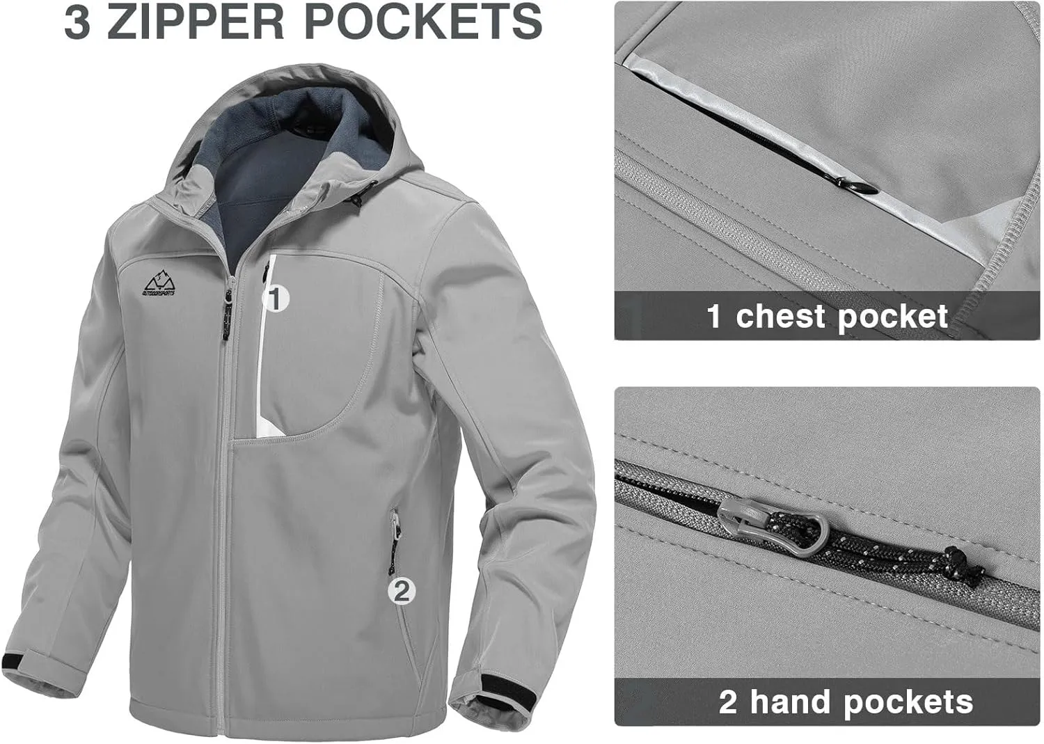 Rdruko Men's Soft Shell Jacket Fleece Lined Waterproof Lightweight Hiking Hooded Winter Jacket