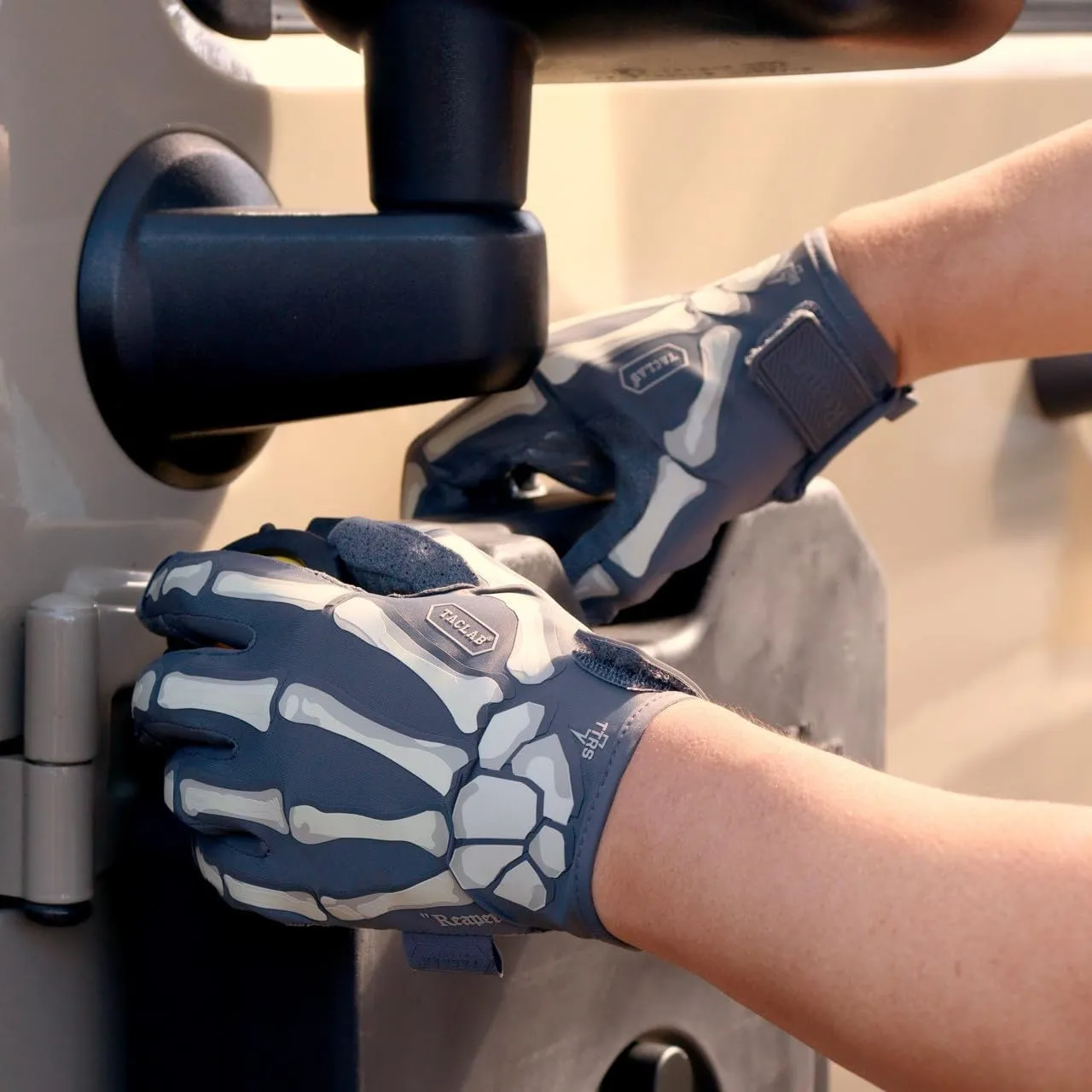 Reaper Ghost Gray Skeleton Gloves - Thin and Lightweight for Airsoft, Paintball, Cycling, Motorcycle, Multipurpose