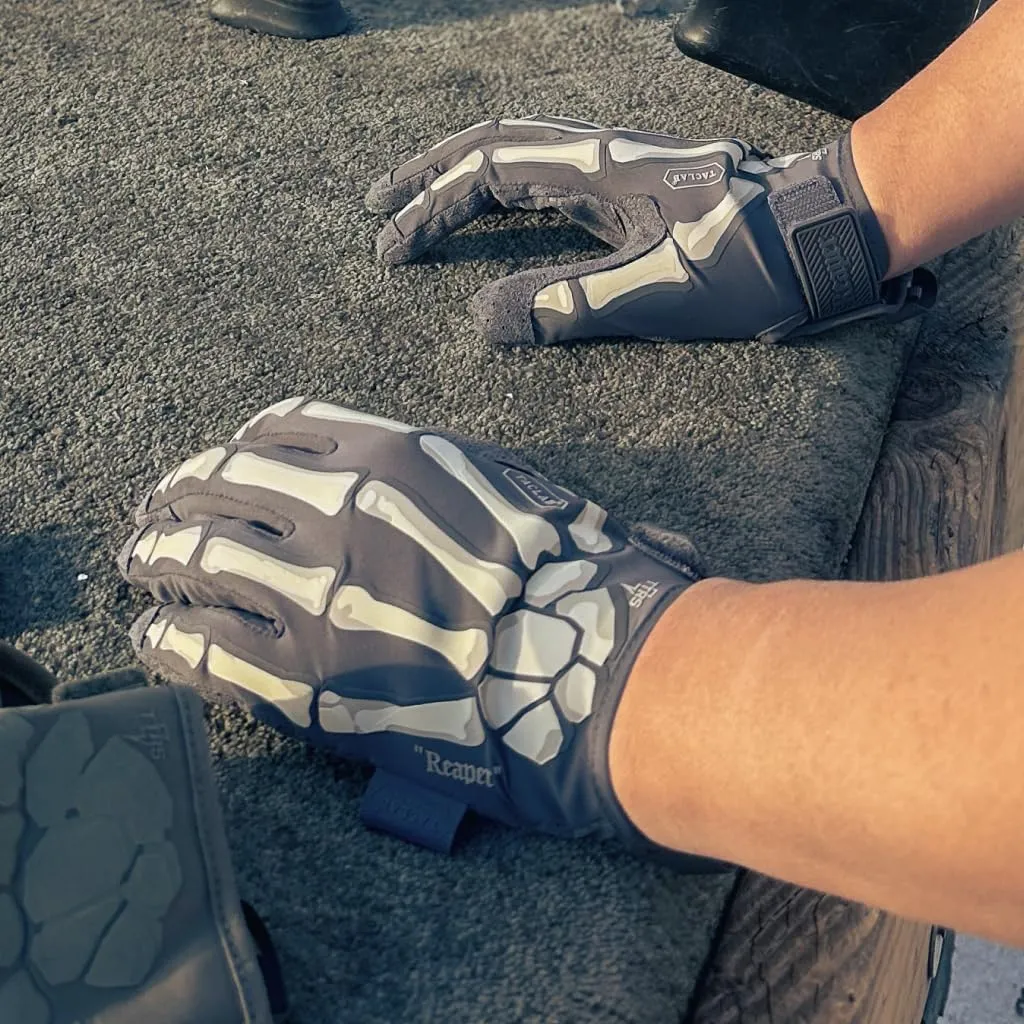 Reaper Ghost Gray Skeleton Gloves - Thin and Lightweight for Airsoft, Paintball, Cycling, Motorcycle, Multipurpose