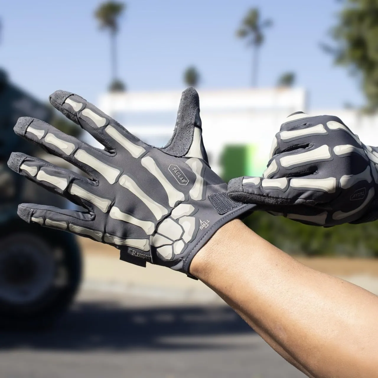 Reaper Ghost Gray Skeleton Gloves - Thin and Lightweight for Airsoft, Paintball, Cycling, Motorcycle, Multipurpose