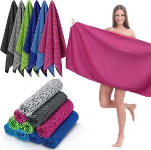 Redbaker 120 Pcs Cooling Towel Bulk for Neck and Face, Cool Cold Quick Dry Chilly Towel, Microfiber Ice Towel for Hot Weather Yoga Sports Golf Running Fitness Workout (Multicolor,11.81 x 47.24 Inch)