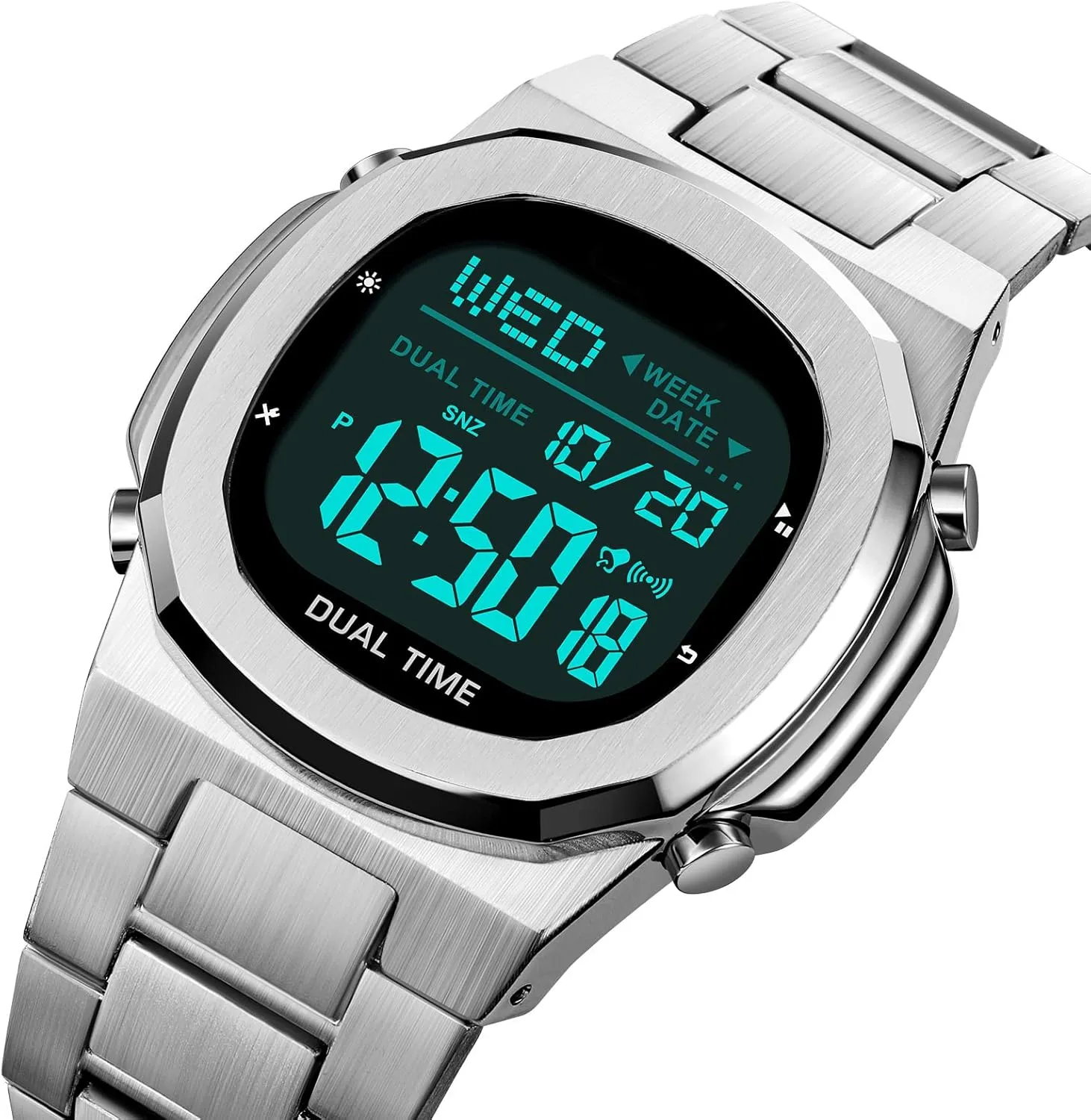 Reginald Men's Multifunctional Electronic Watch Outdoor Sports Watch LED Large Digital Display Timing Stainless Steel Watch