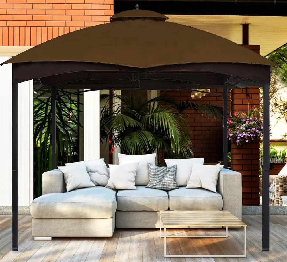 Replacement Canopy Top Double Tiered Canopy Cover Roof with Air Vent ONLY FIT for Lowe's Allen Roth 10'x12’ Gazebo #GF-12S004B-1 (Brown)