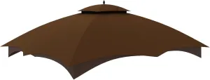 Replacement Canopy Top Double Tiered Canopy Cover Roof with Air Vent ONLY FIT for Lowe's Allen Roth 10'x12’ Gazebo #GF-12S004B-1 (Brown)