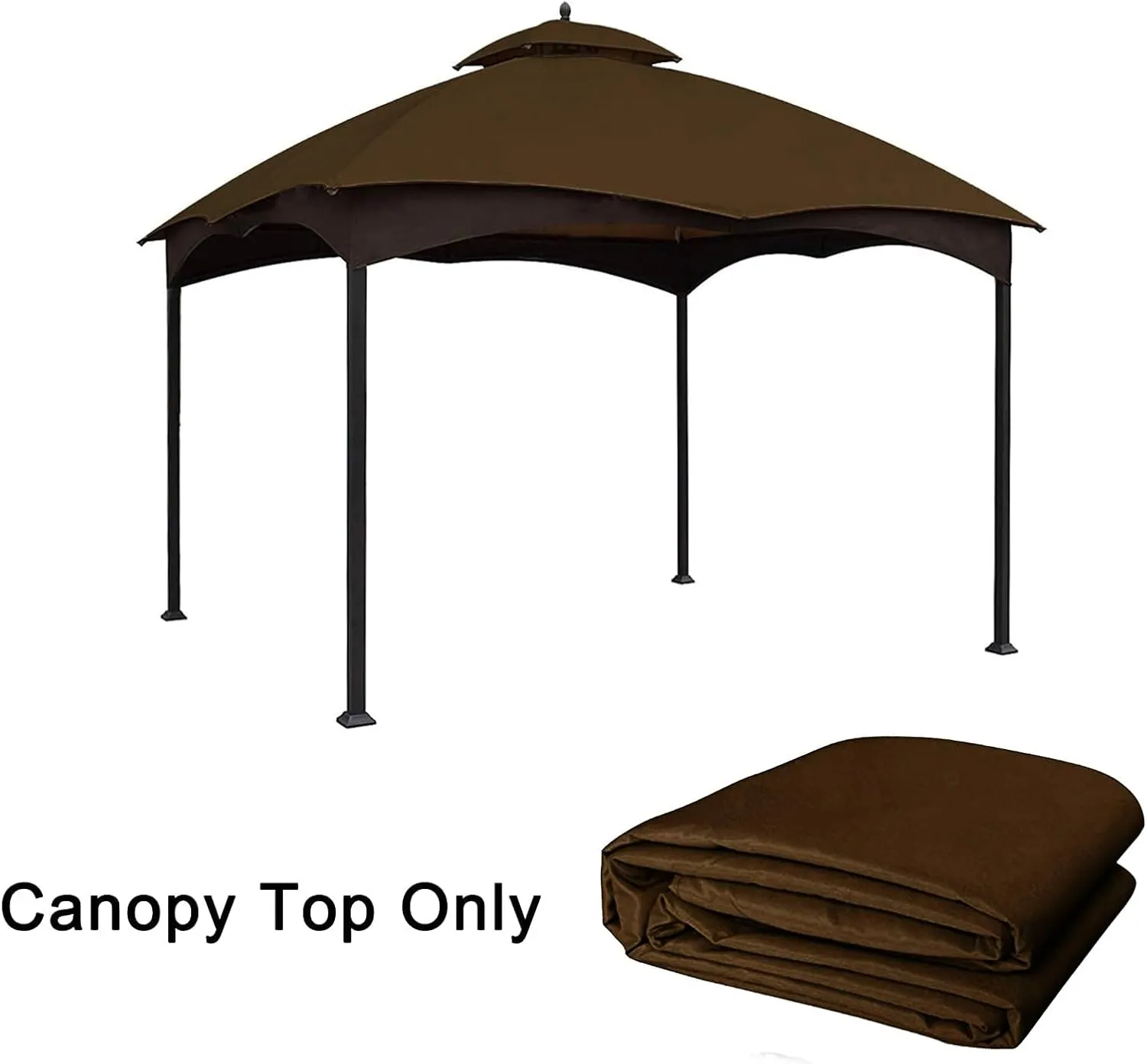 Replacement Canopy Top Double Tiered Canopy Cover Roof with Air Vent ONLY FIT for Lowe's Allen Roth 10'x12’ Gazebo #GF-12S004B-1 (Brown)