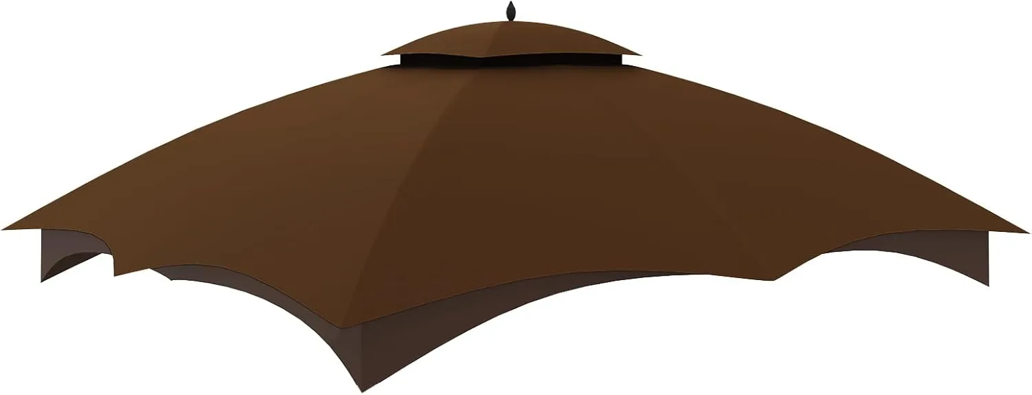 Replacement Canopy Top Double Tiered Canopy Cover Roof with Air Vent ONLY FIT for Lowe's Allen Roth 10'x12’ Gazebo #GF-12S004B-1 (Brown)