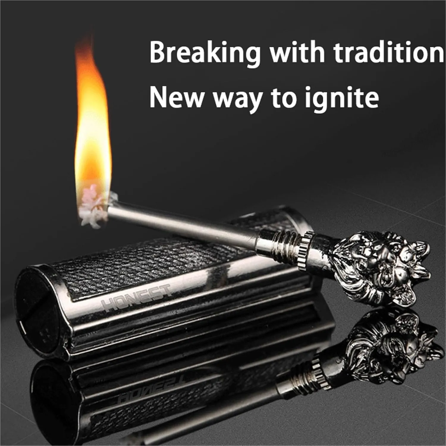 Retro Embossed Match Kerosene Lighter, Windproof and Waterproof, Keychain Design, Scratch-Resistant and wear-Resistant, Suitable for Camping/Hiking (Kerosene not Included)(Ancient silver1)